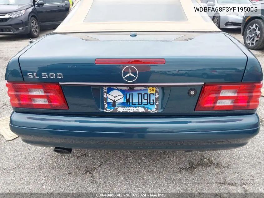 2000 Mercedes-Benz Sl 500 VIN: WDBFA68F3YF195005 Lot: 40486342