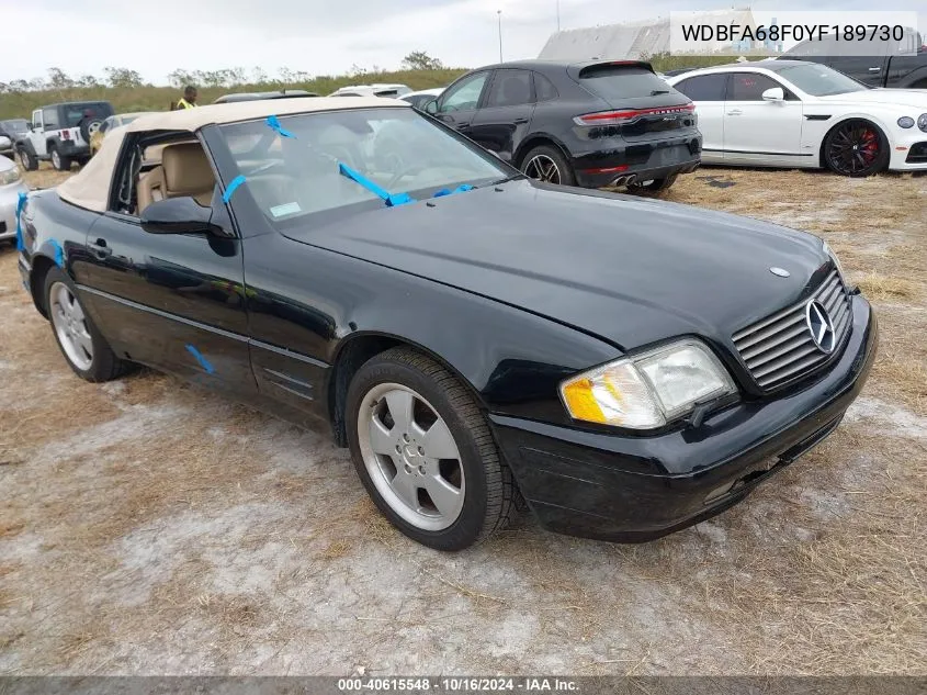 2000 Mercedes-Benz Sl 500 VIN: WDBFA68F0YF189730 Lot: 40615548