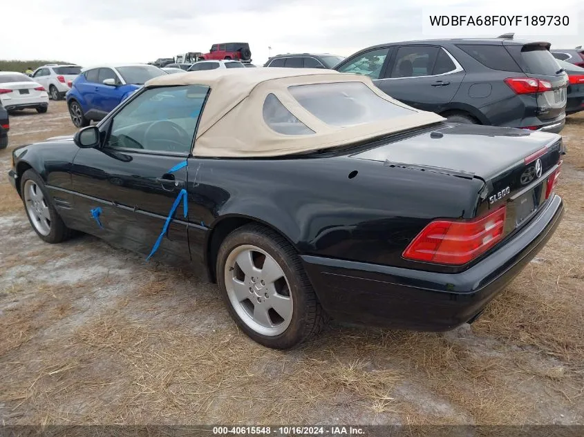 2000 Mercedes-Benz Sl 500 VIN: WDBFA68F0YF189730 Lot: 40615548