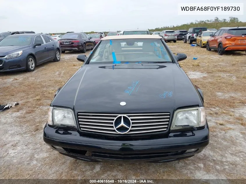 2000 Mercedes-Benz Sl 500 VIN: WDBFA68F0YF189730 Lot: 40615548