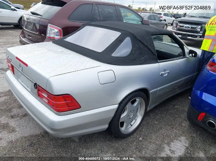 2002 Mercedes-Benz Sl 500 VIN: WDBFA68F52F204889 Lot: 40488072