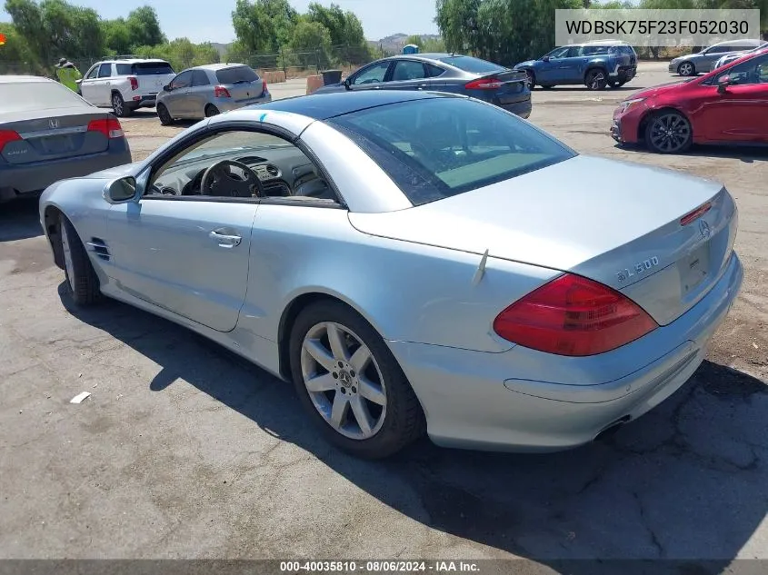 2003 Mercedes-Benz Sl 500 VIN: WDBSK75F23F052030 Lot: 40035810