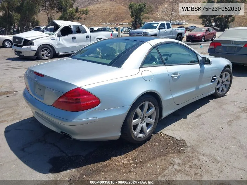 2003 Mercedes-Benz Sl 500 VIN: WDBSK75F23F052030 Lot: 40035810