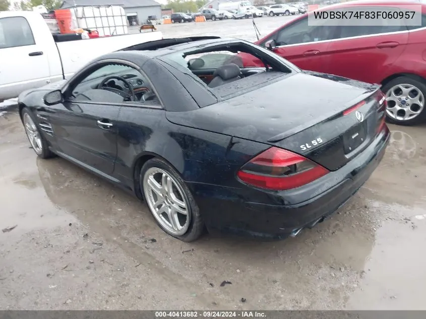 2003 Mercedes-Benz Sl 55 Amg VIN: WDBSK74F83F060957 Lot: 40413682