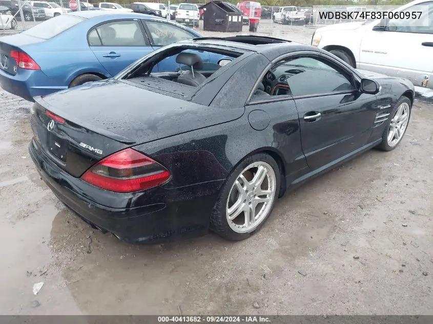 2003 Mercedes-Benz Sl 55 Amg VIN: WDBSK74F83F060957 Lot: 40413682