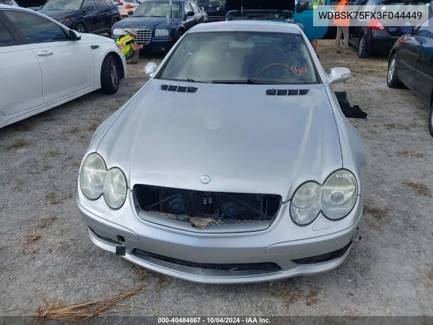 2003 Mercedes-Benz Sl 500 VIN: WDBSK75FX3F044449 Lot: 40484867