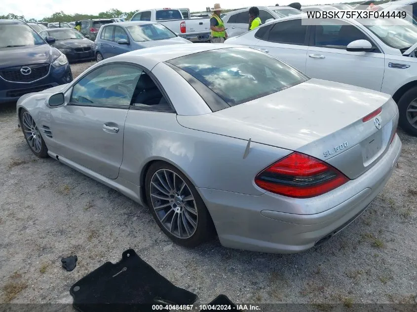 2003 Mercedes-Benz Sl 500 VIN: WDBSK75FX3F044449 Lot: 40484867