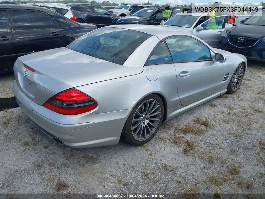 2003 Mercedes-Benz Sl 500 VIN: WDBSK75FX3F044449 Lot: 40484867