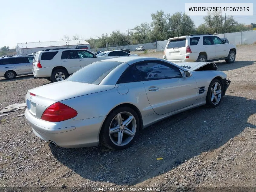 2004 Mercedes-Benz Sl 500 VIN: WDBSK75F14F067619 Lot: 40115170