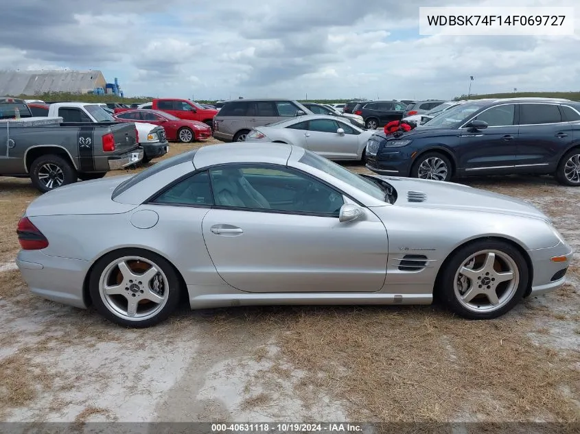 2004 Mercedes-Benz Sl 55 Amg VIN: WDBSK74F14F069727 Lot: 40631118