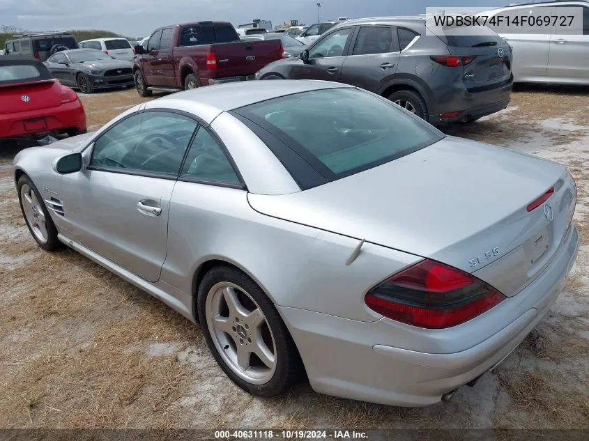 2004 Mercedes-Benz Sl 55 Amg VIN: WDBSK74F14F069727 Lot: 40631118