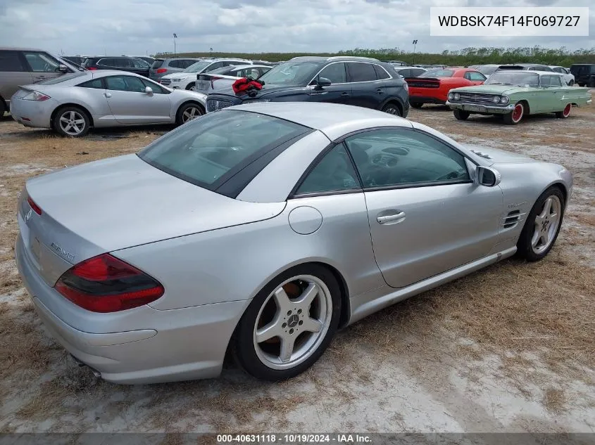 2004 Mercedes-Benz Sl 55 Amg VIN: WDBSK74F14F069727 Lot: 40631118