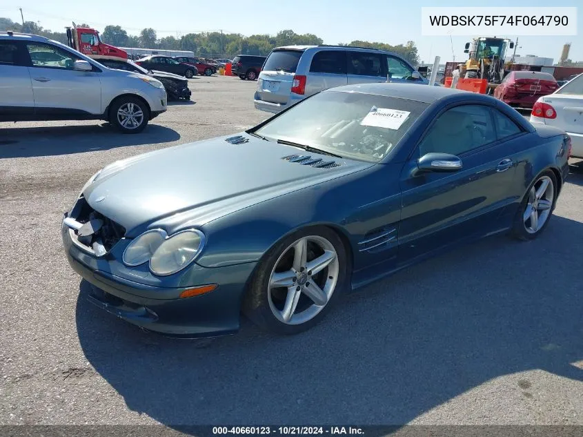 2004 Mercedes-Benz Sl 500 500 VIN: WDBSK75F74F064790 Lot: 40660123