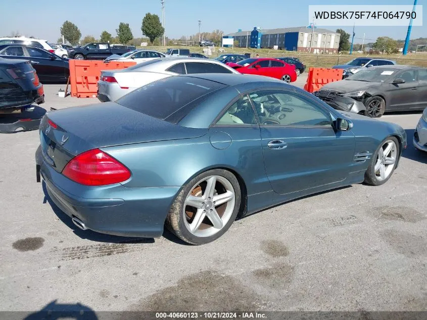 2004 Mercedes-Benz Sl 500 500 VIN: WDBSK75F74F064790 Lot: 40660123