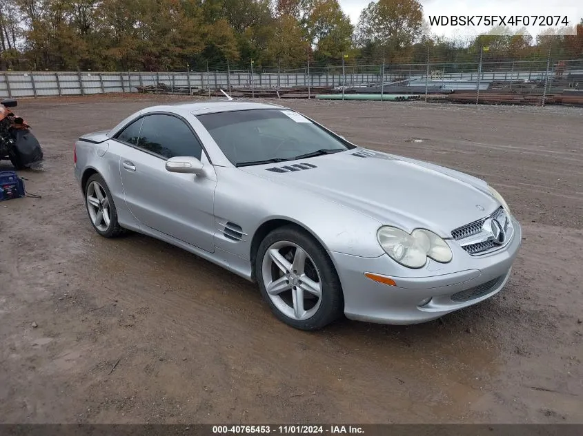 2004 Mercedes-Benz Sl-Class Base (A7) VIN: WDBSK75FX4F072074 Lot: 40765453