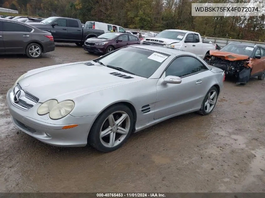 2004 Mercedes-Benz Sl-Class Base (A7) VIN: WDBSK75FX4F072074 Lot: 40765453