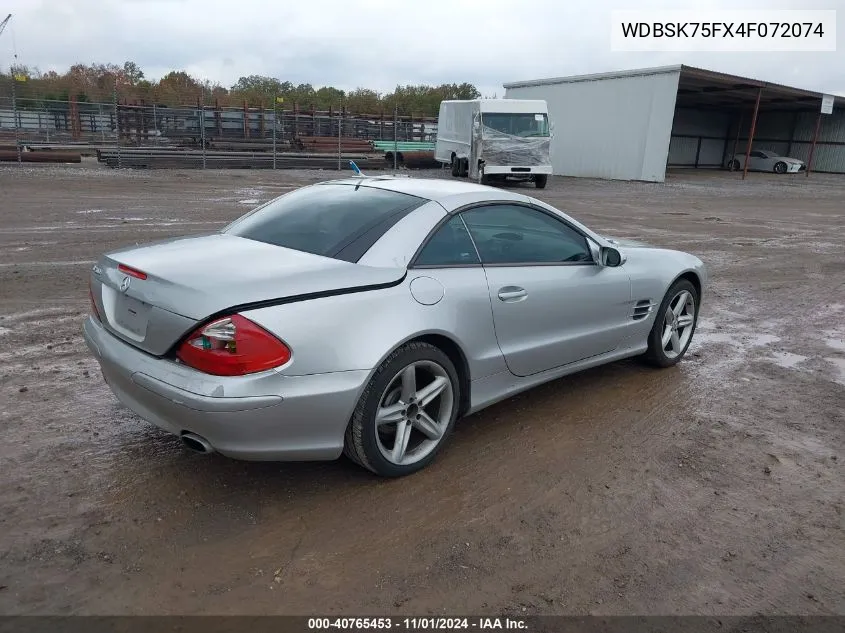 2004 Mercedes-Benz Sl-Class Base (A7) VIN: WDBSK75FX4F072074 Lot: 40765453