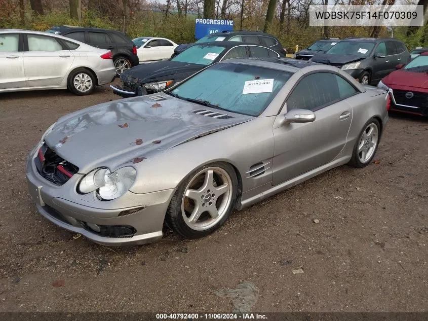 2004 Mercedes-Benz Sl-Class Base (A7) VIN: WDBSK75F14F070309 Lot: 40792400