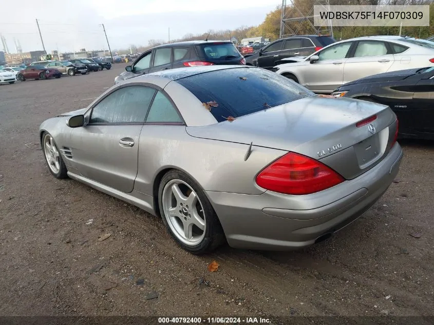 2004 Mercedes-Benz Sl-Class Base (A7) VIN: WDBSK75F14F070309 Lot: 40792400