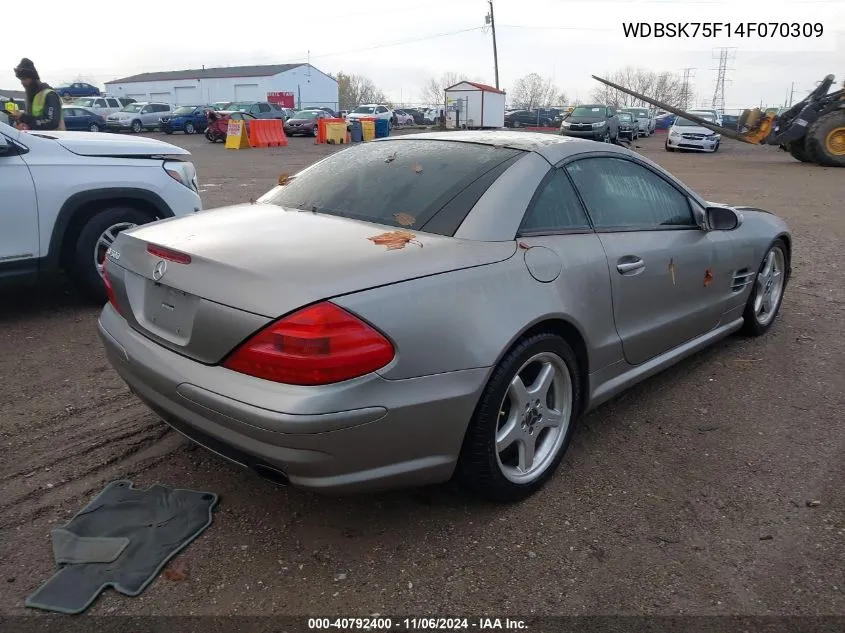 2004 Mercedes-Benz Sl-Class Base (A7) VIN: WDBSK75F14F070309 Lot: 40792400