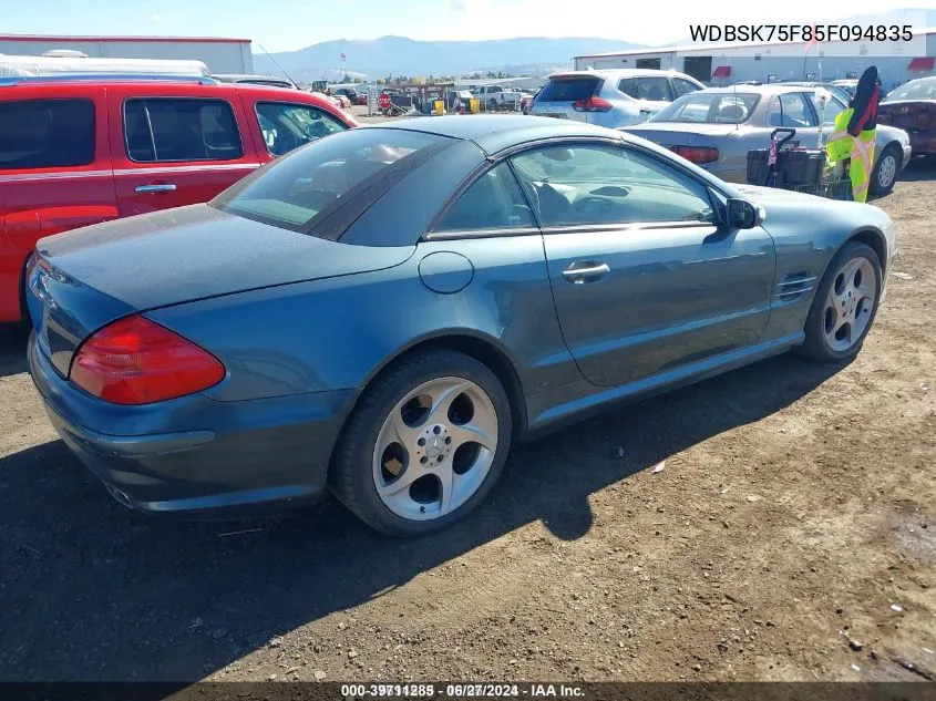 2005 Mercedes-Benz Sl 500 VIN: WDBSK75F85F094835 Lot: 39711285