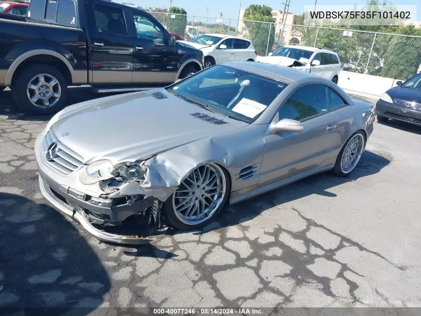 2005 Mercedes-Benz Sl 500 VIN: WDBSK75F35F101402 Lot: 40077246