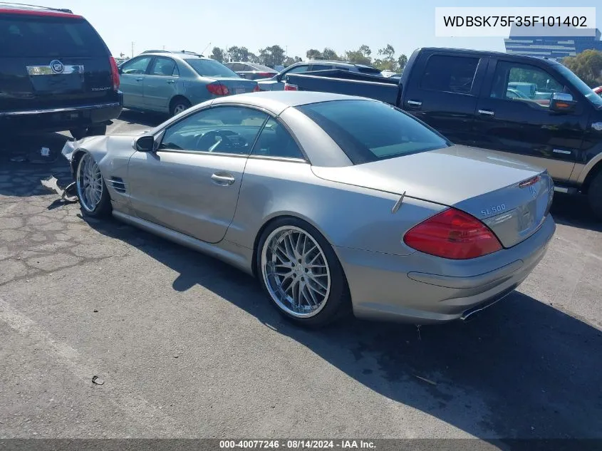 2005 Mercedes-Benz Sl 500 VIN: WDBSK75F35F101402 Lot: 40077246