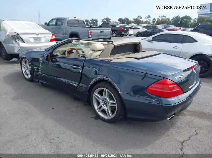 2005 Mercedes-Benz Sl 500 VIN: WDBSK75F25F100824 Lot: 40425462