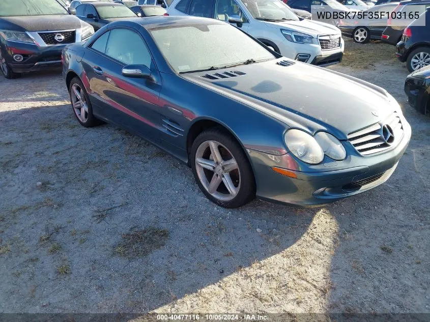 2005 Mercedes-Benz Sl 500 VIN: WDBSK75F35F103165 Lot: 40477116