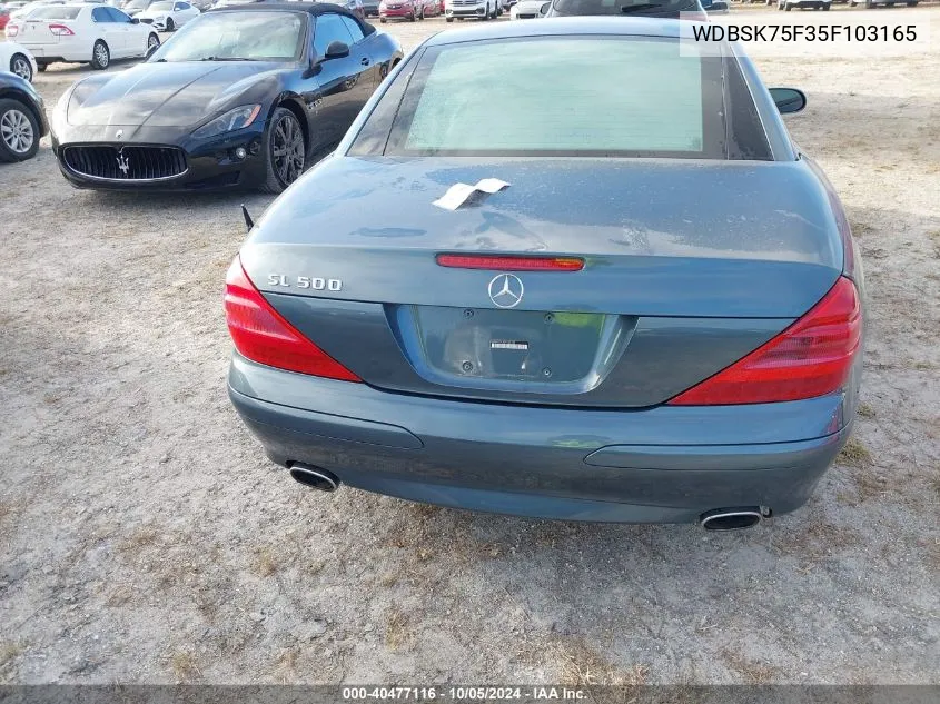 2005 Mercedes-Benz Sl 500 VIN: WDBSK75F35F103165 Lot: 40477116