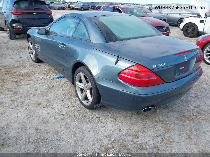 2005 Mercedes-Benz Sl 500 VIN: WDBSK75F35F103165 Lot: 40477116