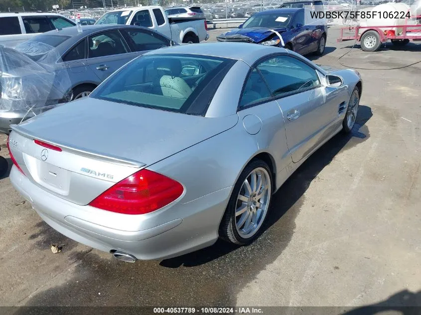 2005 Mercedes-Benz Sl 500 VIN: WDBSK75F85F106224 Lot: 40537789