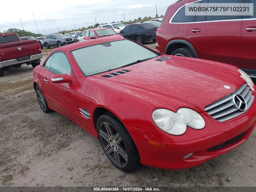 2005 Mercedes-Benz Sl 500 VIN: WDBSK75F75F102231 Lot: 40540265