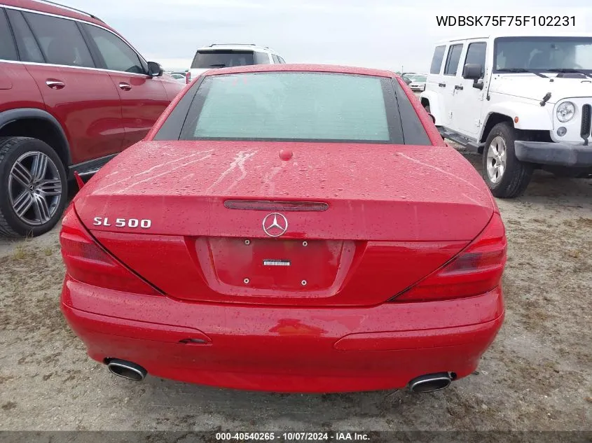 2005 Mercedes-Benz Sl 500 VIN: WDBSK75F75F102231 Lot: 40540265