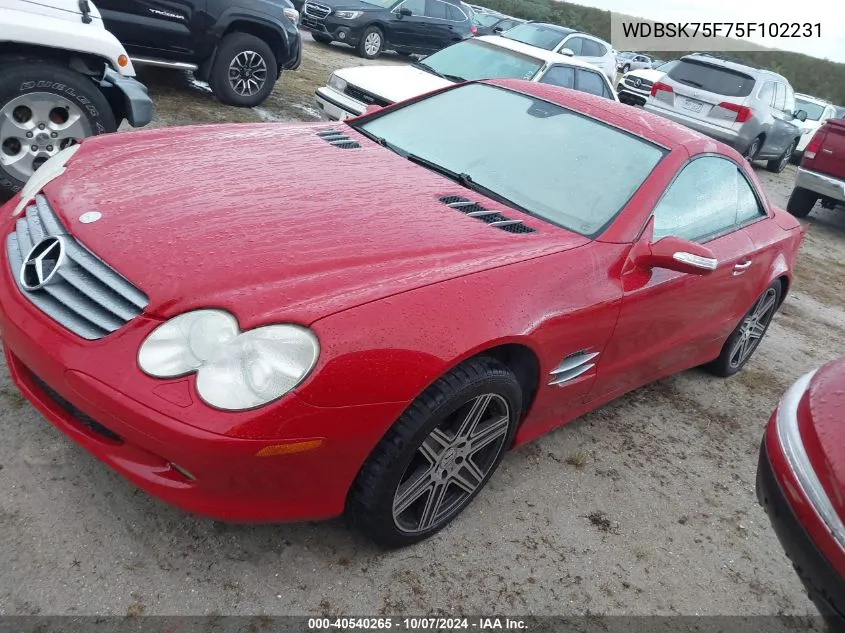 2005 Mercedes-Benz Sl 500 VIN: WDBSK75F75F102231 Lot: 40540265