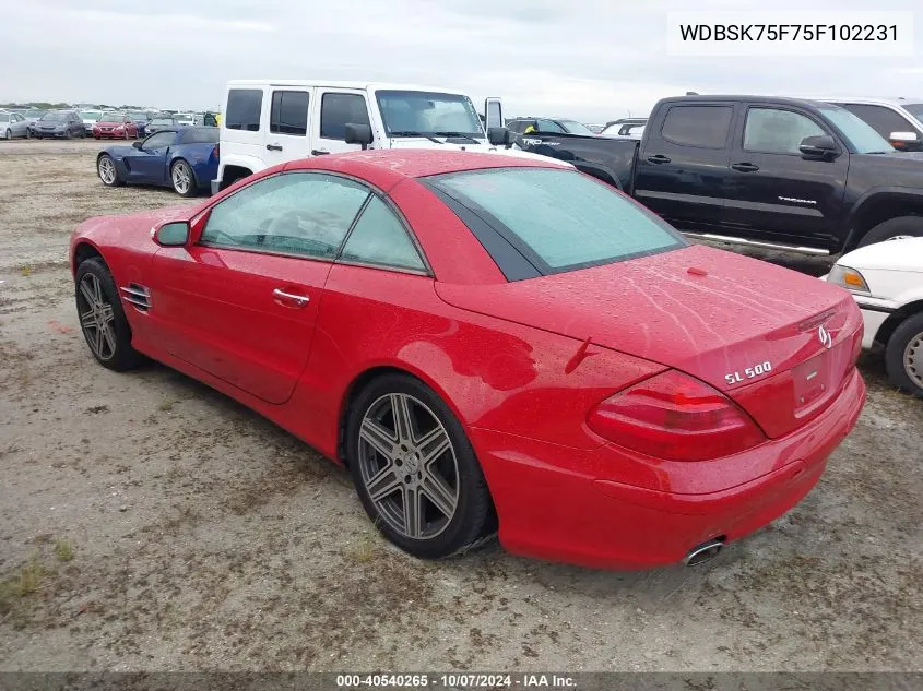 2005 Mercedes-Benz Sl 500 VIN: WDBSK75F75F102231 Lot: 40540265