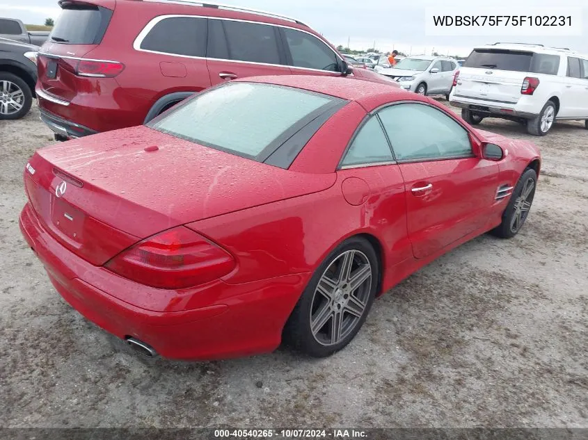 2005 Mercedes-Benz Sl 500 VIN: WDBSK75F75F102231 Lot: 40540265