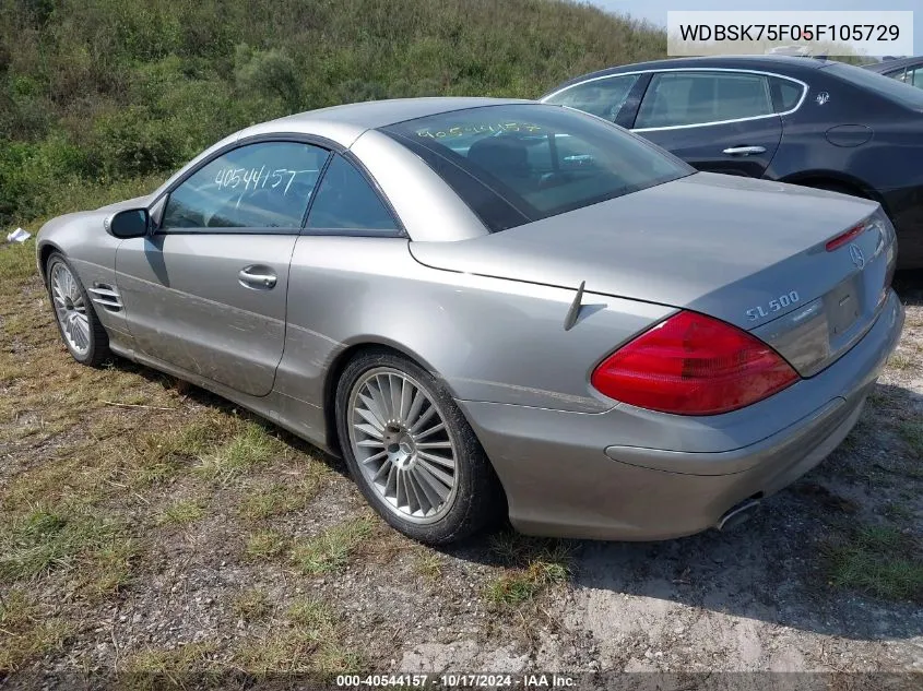 2005 Mercedes-Benz Sl 500 VIN: WDBSK75F05F105729 Lot: 40544157