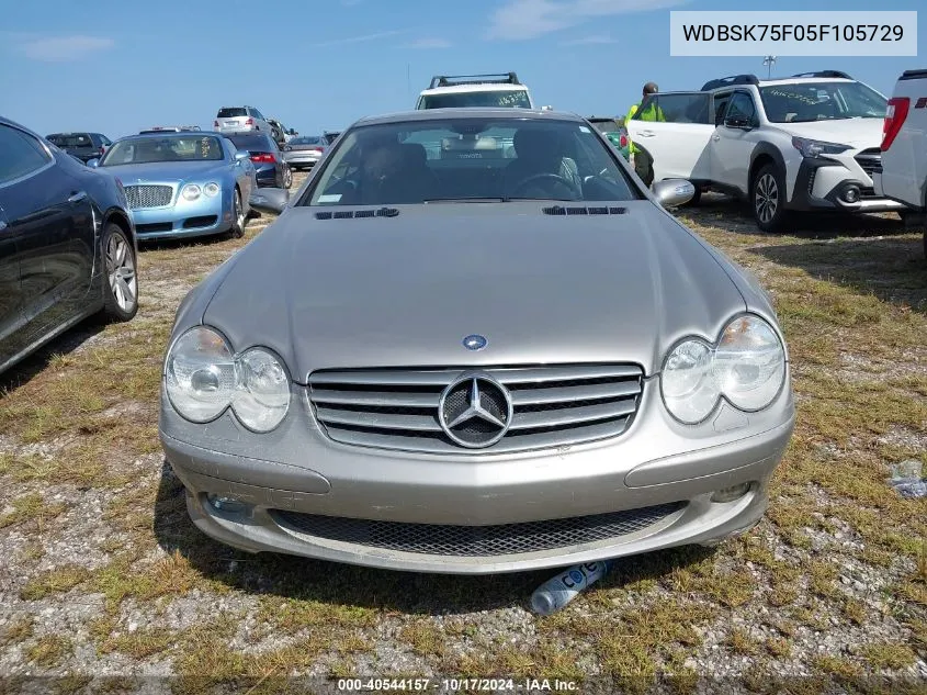 2005 Mercedes-Benz Sl 500 VIN: WDBSK75F05F105729 Lot: 40544157