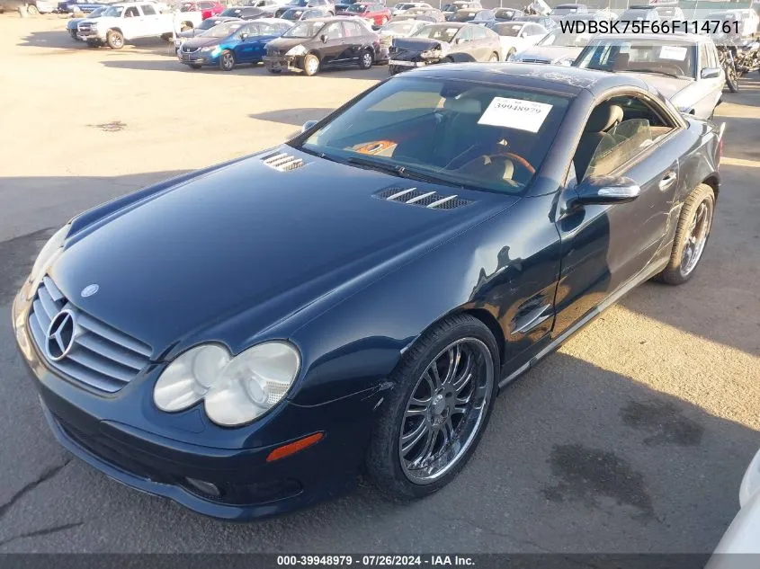 2006 Mercedes-Benz Sl 500 500 VIN: WDBSK75F66F114761 Lot: 39948979