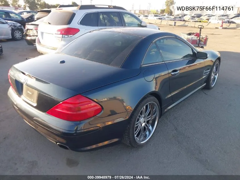 2006 Mercedes-Benz Sl 500 500 VIN: WDBSK75F66F114761 Lot: 39948979