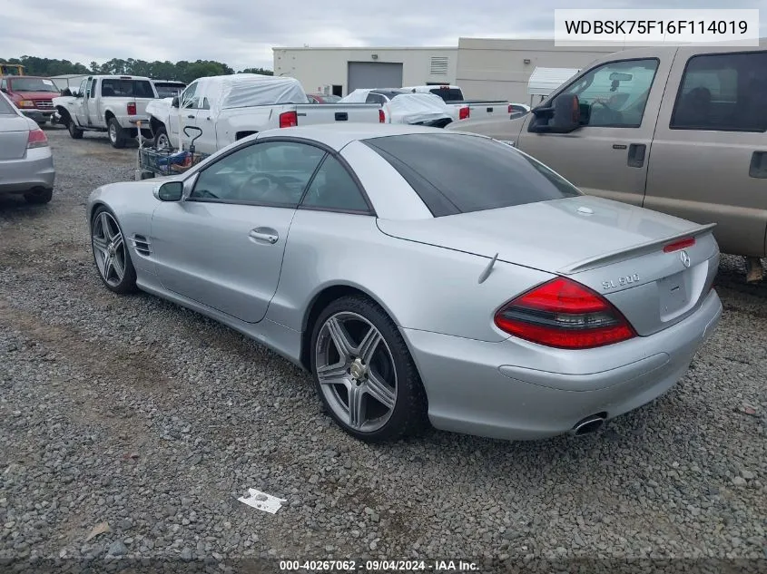 2006 Mercedes-Benz Sl 500 VIN: WDBSK75F16F114019 Lot: 40267062