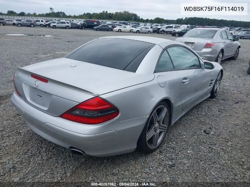 2006 Mercedes-Benz Sl 500 VIN: WDBSK75F16F114019 Lot: 40267062