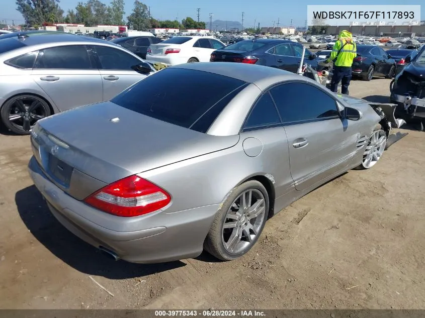 2007 Mercedes-Benz Sl 550 VIN: WDBSK71F67F117893 Lot: 39775343