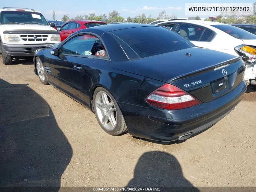 2007 Mercedes-Benz Sl 550 VIN: WDBSK71F57F122602 Lot: 40517433