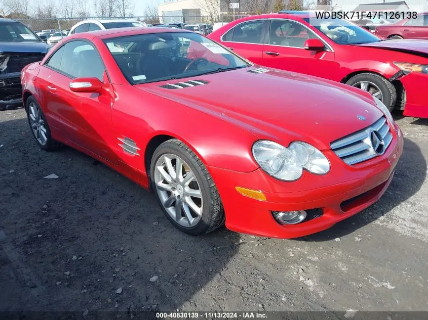 2007 Mercedes-Benz Sl 550 VIN: WDBSK71F47F126138 Lot: 40830139