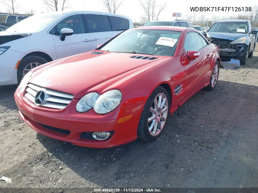 2007 Mercedes-Benz Sl 550 VIN: WDBSK71F47F126138 Lot: 40830139