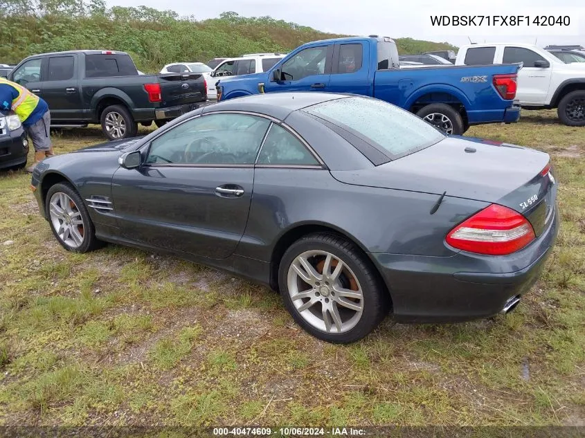 2008 Mercedes-Benz Sl 550 550 VIN: WDBSK71FX8F142040 Lot: 40474609