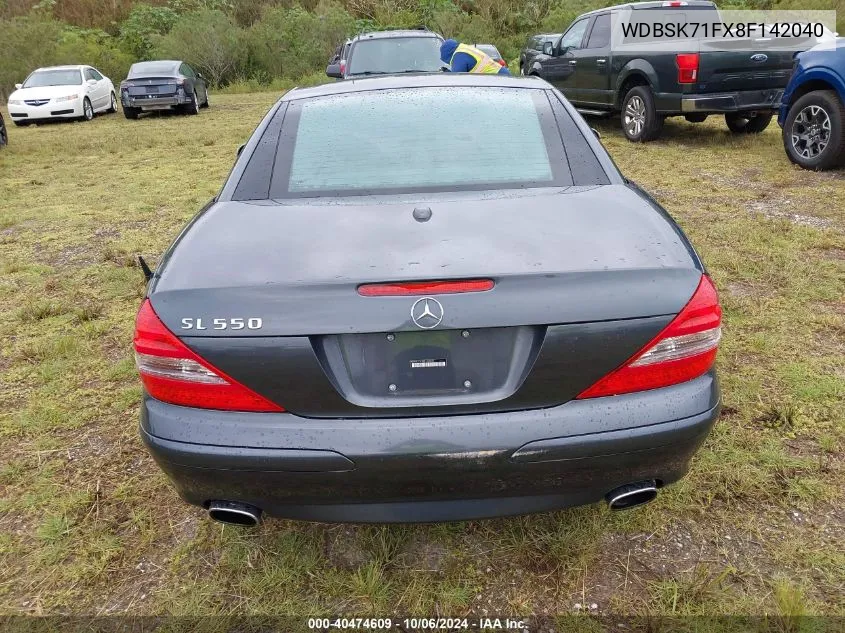 2008 Mercedes-Benz Sl 550 550 VIN: WDBSK71FX8F142040 Lot: 40474609