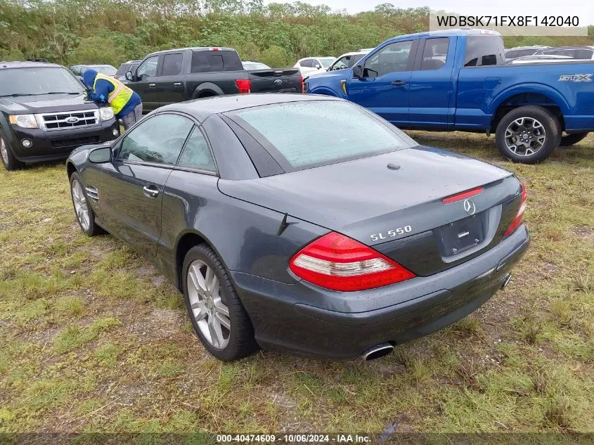 2008 Mercedes-Benz Sl 550 550 VIN: WDBSK71FX8F142040 Lot: 40474609